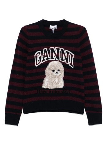 ganni sweater womangraphic wool mix poodle stripe crewneck - k2567 999