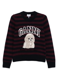 ganni sudadera mujer graphic wool mix poodle stripe crewneck - k2567 999