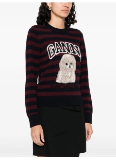 ganni sudadera mujer graphic wool mix poodle stripe crewneck - k2567 999