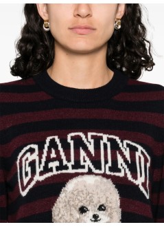 ganni sudadera mujer graphic wool mix poodle stripe crewneck - k2567 999
