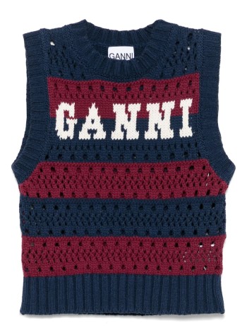 ganni knitwear womancotton mix striped vest - k2568 999