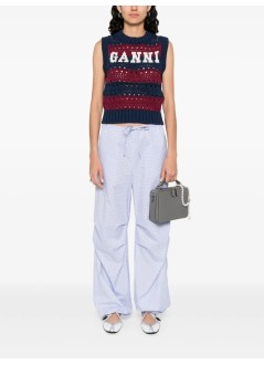 ganni knitwear womancotton mix striped vest - k2568 999