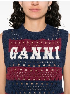 ganni knitwear womancotton mix striped vest - k2568 999