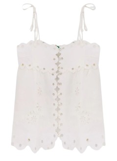farm rio blusa mujer off white flowers richelieu sleeveless blouse - 336579 l0025