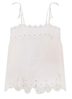 farm rio blusa mujer off white flowers richelieu sleeveless blouse - 336579 l0025