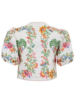 farm rio blusa mujer delicate forest scarves off white blouse short sle - 336217 25025