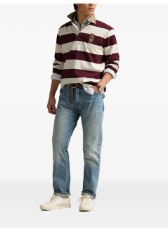 polo ralph lauren polo manlsrugbym10-long sleeve-rugby - 710971772001 pf25 rd wine dkwh wt hrtg bear