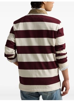 polo ralph lauren polo manlsrugbym10-long sleeve-rugby - 710971772001 pf25 rd wine dkwh wt hrtg bear