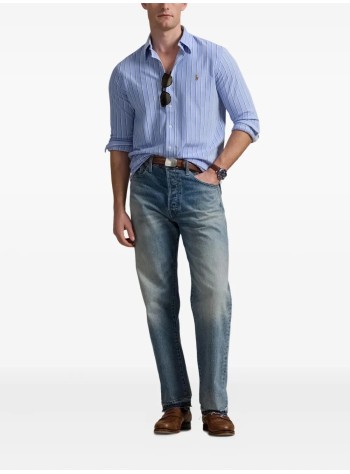 polo ralph lauren camiseria hombre lsfbydstrm4-long sleeve-sport shirt - 710965556002 harbor island blue white 2