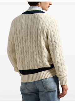 polo ralph lauren punto hombre lscricketpo-long sleeve-pullover - 710970656001 cream combo