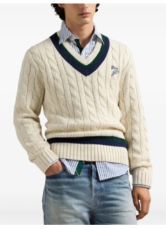 polo ralph lauren punto hombre lscricketpo-long sleeve-pullover - 710970656001 cream combo