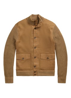 polo ralph lauren outerwear manlsskeetjkt-long sleeve-cardigan - 710962277002 brown linen combo