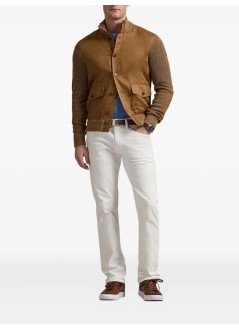 polo ralph lauren outerwear manlsskeetjkt-long sleeve-cardigan - 710962277002 brown linen combo