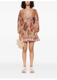 farm rio dress womanromantic nature multicolor mini dress - 335791 25091