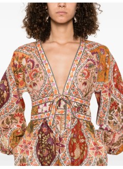 farm rio dress womanromantic nature multicolor mini dress - 335791 25091