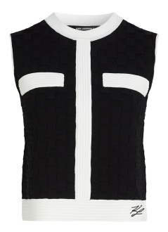 karl lagerfeld top womancontrast sleeveless knit top - a3w18020 999