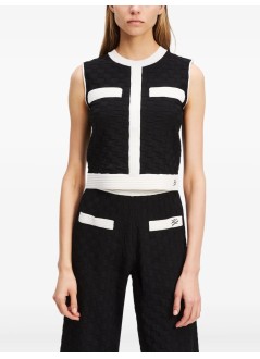 karl lagerfeld top womancontrast sleeveless knit top - a3w18020 999
