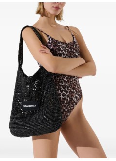 karl lagerfeld handbag womank essential crochet beach bag - a3w46033 999