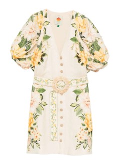 farm rio dress womangarden cascade sand puffy sleeves mini dress - 335753 25044
