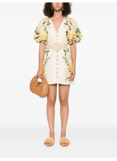 farm rio dress womangarden cascade sand puffy sleeves mini dress - 335753 25044