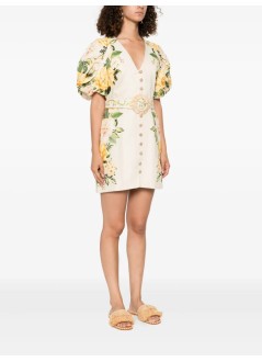 farm rio dress womangarden cascade sand puffy sleeves mini dress - 335753 25044