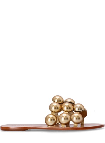 farm rio sandal womangold color beads flat sandal - 346646 l0070