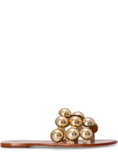 farm rio sandalia mujer gold color beads flat sandal - 346646 l0070