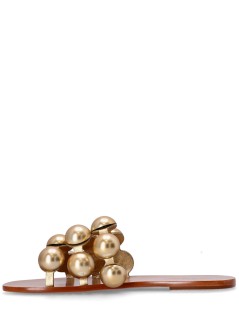 farm rio sandalia mujer gold color beads flat sandal - 346646 l0070
