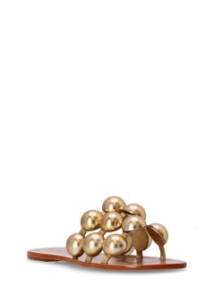 farm rio sandalia mujer gold color beads flat sandal - 346646 l0070