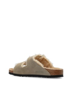 birkenstock flat shoe womanarizona shearling leve - 1028293 taupe