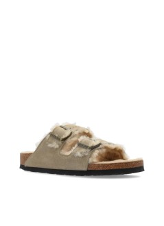 birkenstock flat shoe womanarizona shearling leve - 1028293 taupe