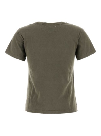 golden goose top womangolden w s slim t shirt distressed cotton jersey with logo - gwp01221p000671 35479 2