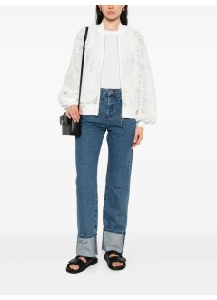 karl lagerfeld pant  womancuffed straight denim pants - a3w10017 d31