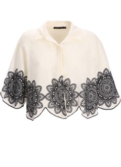 greek archaic kori shirt womanshirt crop cut daisy buttons - s25k250170 11102