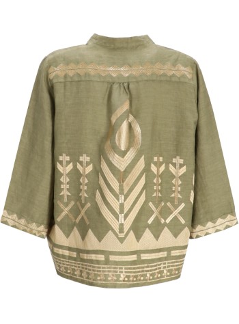greek archaic kori blusa mujer blouse feather 3 4 sleeve - s25k241494 1801 2