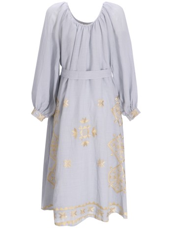 greek archaic kori vestido mujer dress midi lefkada l s gatherings belt - s25k430521 4301 2