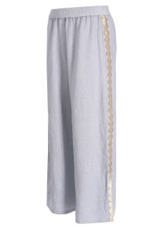 greek archaic kori pantalon mujer pants feather elasticated waist side slit - s25k210584 1301