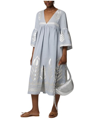 greek archaic kori dress womandress midi feather bell sleeve - s25k230733 1304 2