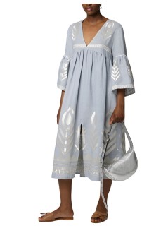 greek archaic kori vestido mujer dress midi feather bell sleeve - s25k230733 1304