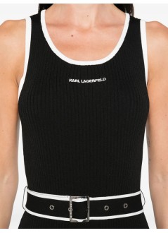 karl lagerfeld vestido mujer sleeveless logo knit dress - a3w13039 999