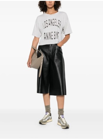 anine bing top mujer johnny cropped tee - a0811449gry1 grey 2