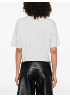 anine bing top mujer johnny cropped tee - a0811449gry1 grey