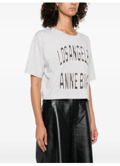 anine bing top mujer johnny cropped tee - a0811449gry1 grey