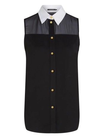 karl lagerfeld t-shirt womanpoplin collar slvls blouse - a3w11015 999