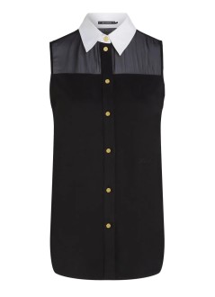 karl lagerfeld t-shirt womanpoplin collar slvls blouse - a3w11015 999