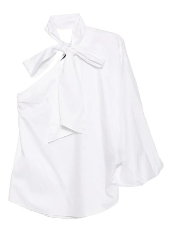 karl lagerfeld t-shirt womanone sleeve bow  poplin blouse - a3w11037 100
