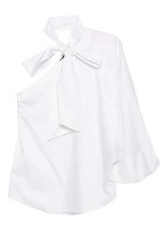 karl lagerfeld t-shirt womanone sleeve bow  poplin blouse - a3w11037 100