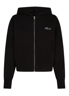 karl lagerfeld sweater womanhem signature zip up hoodie - a3w20067 999