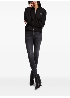 karl lagerfeld sweater womanhem signature zip up hoodie - a3w20067 999