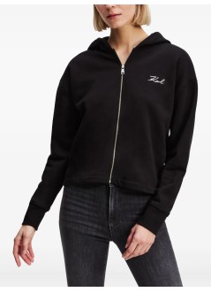 karl lagerfeld sweater womanhem signature zip up hoodie - a3w20067 999